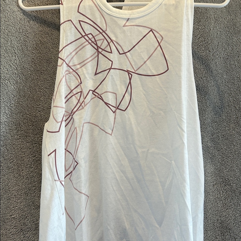 Under armor White Tank Top with Abstract Design rose gold and open back